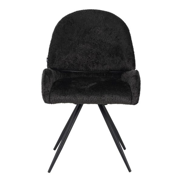 029 000294 3 Morea pakoworld rotating chair bouclé in black color with black metallic legs 55x63.5x89.5cmIndoor furniture > Chairs