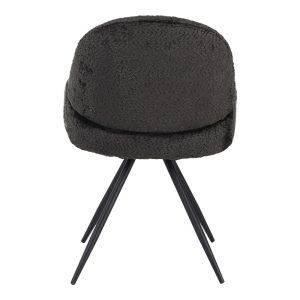 029 000294 4 Morea pakoworld rotating chair bouclé in black color with black metallic legs 55x63.5x89.5cmIndoor furniture > Chairs