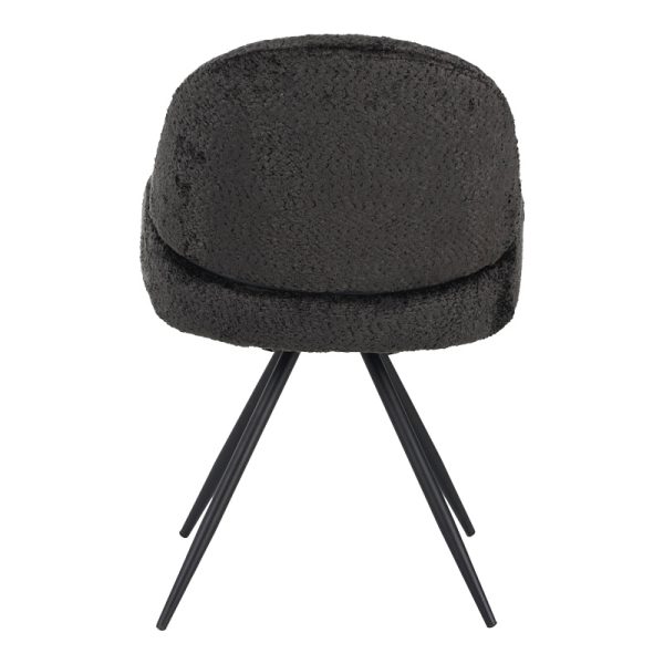 029 000294 4 Morea pakoworld rotating chair bouclé in black color with black metallic legs 55x63.5x89.5cmIndoor furniture > Chairs