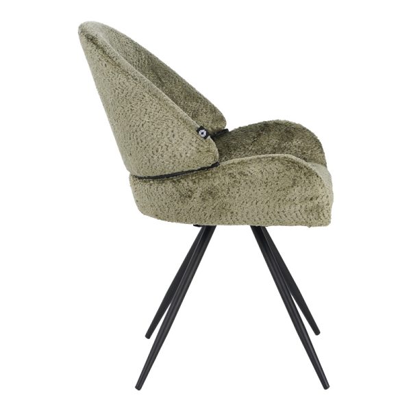 029 000295 2 Morea pakoworld rotating chair bouclé in olive green color with black metallic legs 55x63.5x89.5cmIndoor furniture > Chairs
