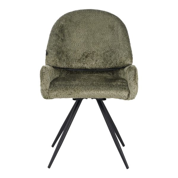 029 000295 3 Morea pakoworld rotating chair bouclé in olive green color with black metallic legs 55x63.5x89.5cmIndoor furniture > Chairs