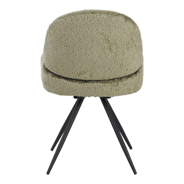 029 000295 4 Morea pakoworld rotating chair bouclé in olive green color with black metallic legs 55x63.5x89.5cmIndoor furniture > Chairs