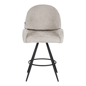 029 000296 3 Morea pakoworld rotating bar stool bouclé in beige color with black metallic legs 55x66x107.5cmIndoor furniture > Chairs