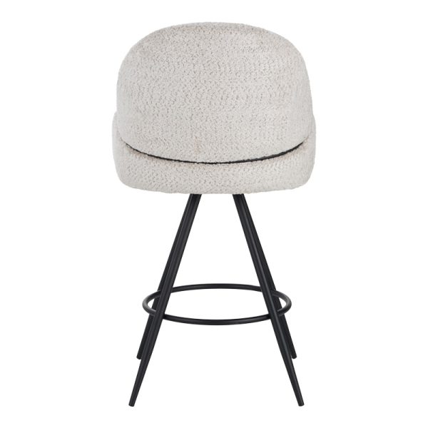 029 000296 4 Morea pakoworld rotating bar stool bouclé in beige color with black metallic legs 55x66x107.5cmIndoor furniture > Chairs