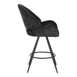 029 000297 2 Morea pakoworld rotating bar stool bouclé in black color with black metallic legs 55x66x107.5cmIndoor furniture > Bar stools