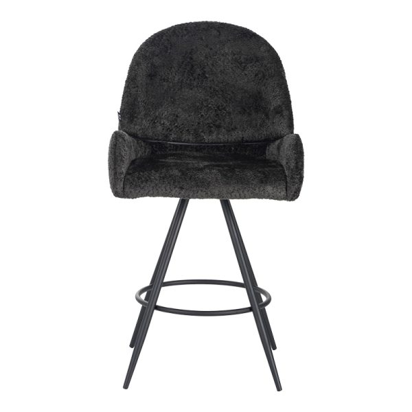029 000297 3 Morea pakoworld rotating bar stool bouclé in black color with black metallic legs 55x66x107.5cmIndoor furniture > Bar stools