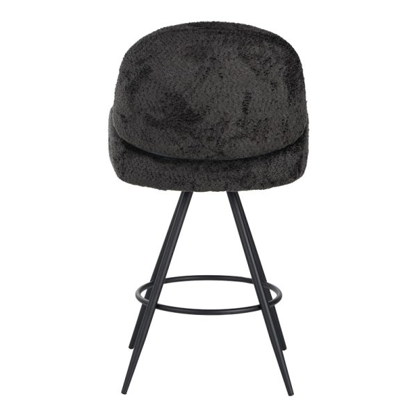 029 000297 4 Morea pakoworld rotating bar stool bouclé in black color with black metallic legs 55x66x107.5cmIndoor furniture > Bar stools