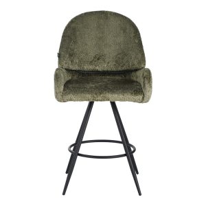 029 000298 3 Morea pakoworld rotating bar stool bouclé in olive green color with black metallic legs 55x66x107.5cmIndoor furniture > Stools