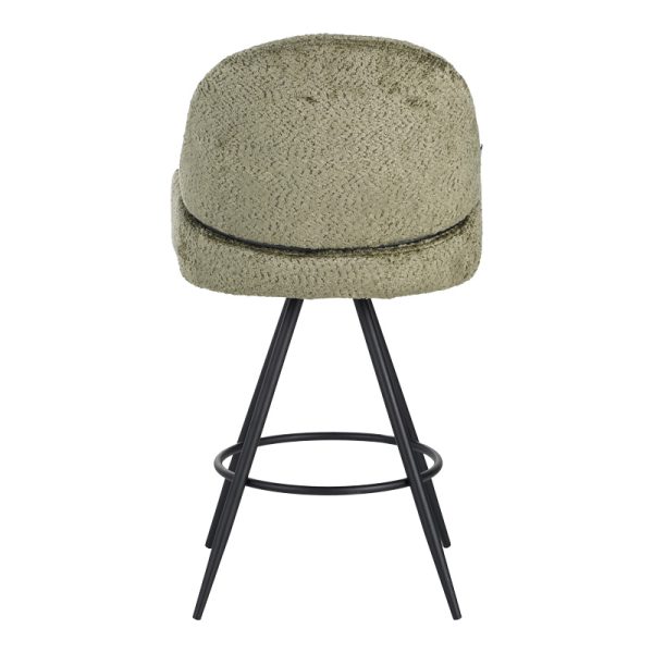 029 000298 4 Morea pakoworld rotating bar stool bouclé in olive green color with black metallic legs 55x66x107.5cmIndoor furniture > Stools