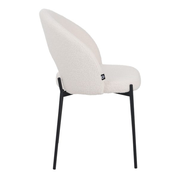 029 000299 2 Masebo pakoworld chair bouclé fabric in white color with black metallic legs 48x58.5x82cmIndoor furniture > Chairs