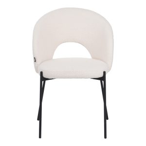 029 000299 3 Masebo pakoworld chair bouclé fabric in white color with black metallic legs 48x58.5x82cmIndoor furniture > Chairs