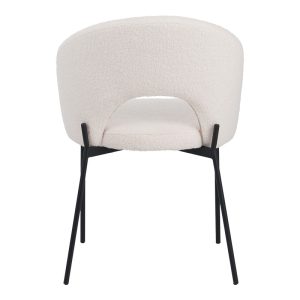 029 000299 4 Masebo pakoworld chair bouclé fabric in white color with black metallic legs 48x58.5x82cmIndoor furniture > Chairs