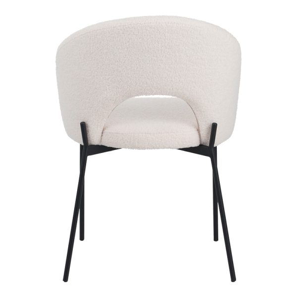 029 000299 4 Masebo pakoworld chair bouclé fabric in white color with black metallic legs 48x58.5x82cmIndoor furniture > Chairs