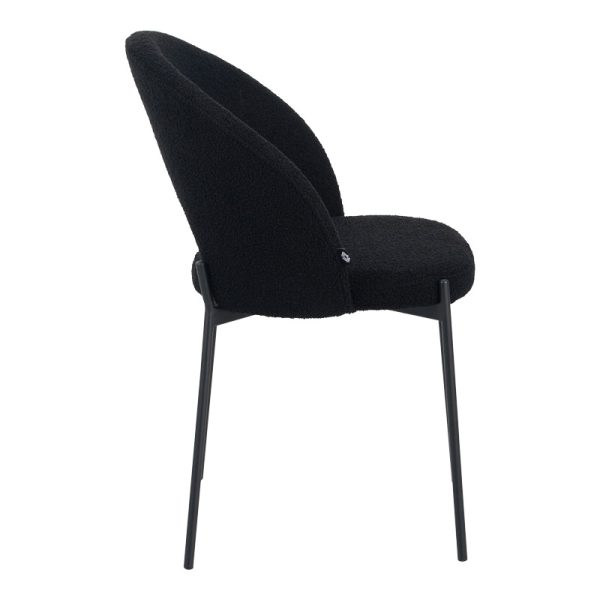 029 000300 2 Masebo pakoworld chair bouclé fabric in black color with black metallic legs 48x58.5x82cmIndoor furniture > Chairs