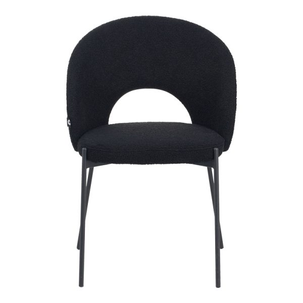 029 000300 3 Masebo pakoworld chair bouclé fabric in black color with black metallic legs 48x58.5x82cmIndoor furniture > Chairs