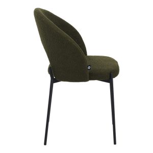 029 000301 2 Masebo pakoworld chair bouclé fabric in dark green color with black metallic legs 48x58.5x82cmIndoor furniture > Chairs