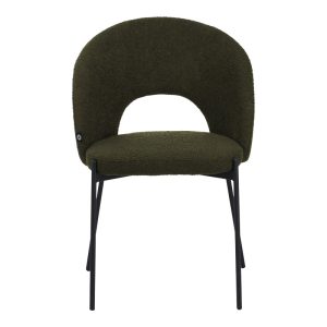 029 000301 3 Masebo pakoworld chair bouclé fabric in dark green color with black metallic legs 48x58.5x82cmIndoor furniture > Chairs