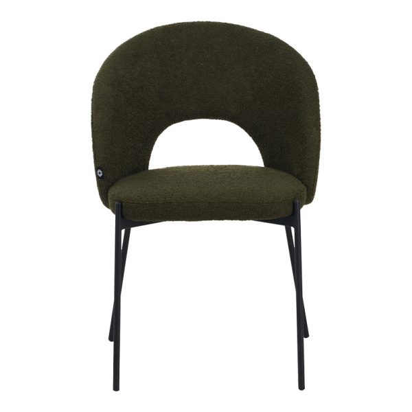 029 000301 3 Masebo pakoworld chair bouclé fabric in dark green color with black metallic legs 48x58.5x82cmIndoor furniture > Chairs