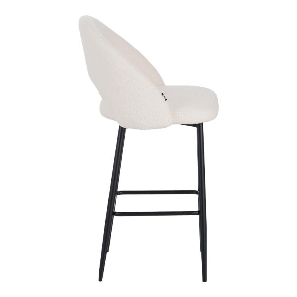 029 000302 2 Masebo pakoworld bar stool bouclé in white color with black metallic legs 48x52x97cmIndoor furniture > Bar stools