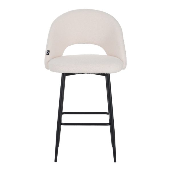 029 000302 3 Masebo pakoworld bar stool bouclé in white color with black metallic legs 48x52x97cmIndoor furniture > Bar stools