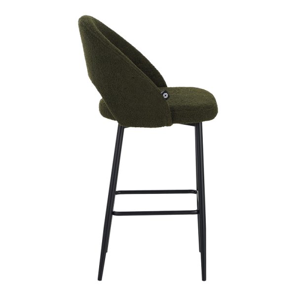 029 000304 2 Masebo pakoworld bar stool bouclé in dark green color with black metallic legs 48x52x97cmIndoor furniture > Bar stools