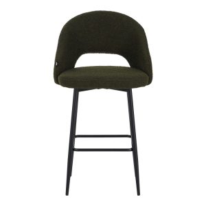 029 000304 3 Masebo pakoworld bar stool bouclé in dark green color with black metallic legs 48x52x97cmIndoor furniture > Bar stools