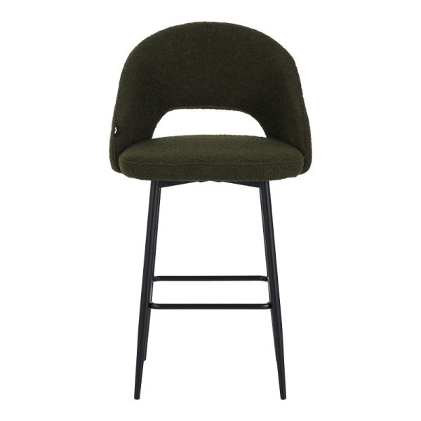 029 000304 3 Masebo pakoworld bar stool bouclé in dark green color with black metallic legs 48x52x97cmIndoor furniture > Bar stools
