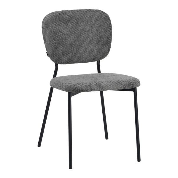 029 000307 Cathair pakoworld chair bouclé fabric in dark grey green color with black metallic legs 48x53x82cmIndoor furniture > Chairs