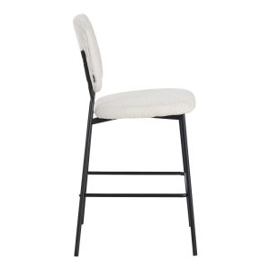 029 000309 2 Cathair pakoworld bar stool bouclé fabric in beige color with black metallic legs 48x54x100cmIndoor furniture > Bar stools