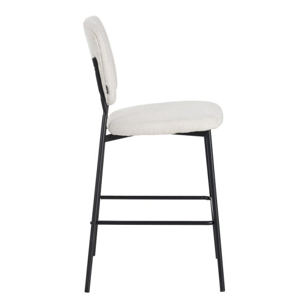029 000309 2 Cathair pakoworld bar stool bouclé fabric in beige color with black metallic legs 48x54x100cmIndoor furniture > Bar stools