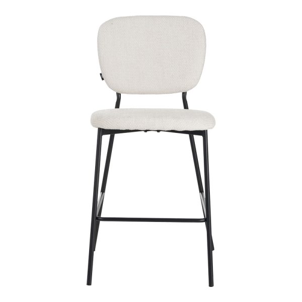 029 000309 3 Cathair pakoworld bar stool bouclé fabric in beige color with black metallic legs 48x54x100cmIndoor furniture > Bar stools