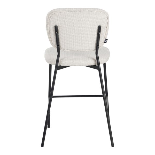 029 000309 4 Cathair pakoworld bar stool bouclé fabric in beige color with black metallic legs 48x54x100cmIndoor furniture > Bar stools