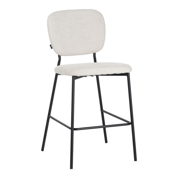 029 000309 Cathair pakoworld bar stool bouclé fabric in beige color with black metallic legs 48x54x100cmIndoor furniture > Bar stools