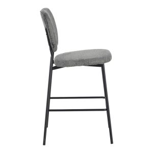 029 000310 2 Cathair pakoworld bar stool bouclé fabric in dark grey color with black metallic legs 48x54x100cmIndoor furniture > Bar stools