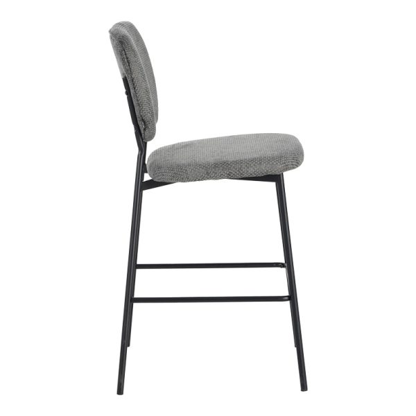 029 000310 2 Cathair pakoworld bar stool bouclé fabric in dark grey color with black metallic legs 48x54x100cmIndoor furniture > Bar stools