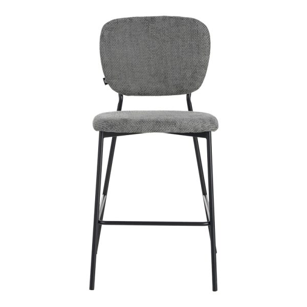 029 000310 3 Cathair pakoworld bar stool bouclé fabric in dark grey color with black metallic legs 48x54x100cmIndoor furniture > Bar stools