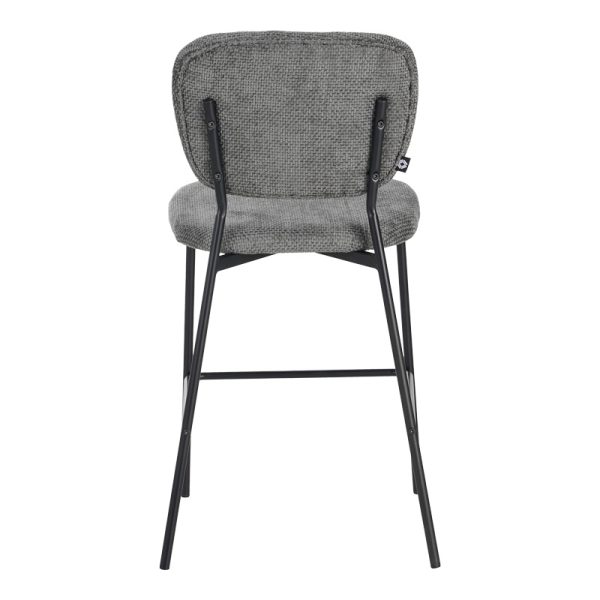 029 000310 4 Cathair pakoworld bar stool bouclé fabric in dark grey color with black metallic legs 48x54x100cmIndoor furniture > Bar stools
