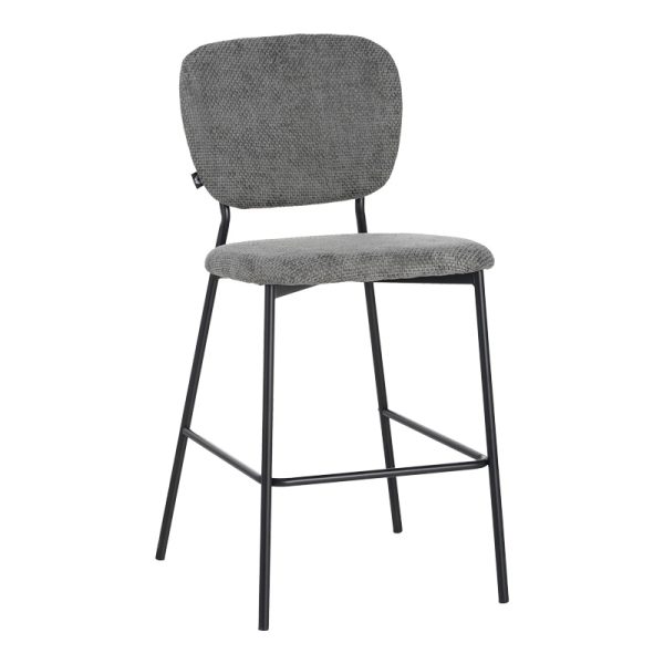 029 000310 Cathair pakoworld bar stool bouclé fabric in dark grey color with black metallic legs 48x54x100cmIndoor furniture > Bar stools