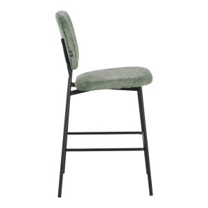 029 000311 2 Cathair pakoworld bar stool bouclé fabric in green color with black metallic legs 48x54x100cmIndoor furniture > Bar stools