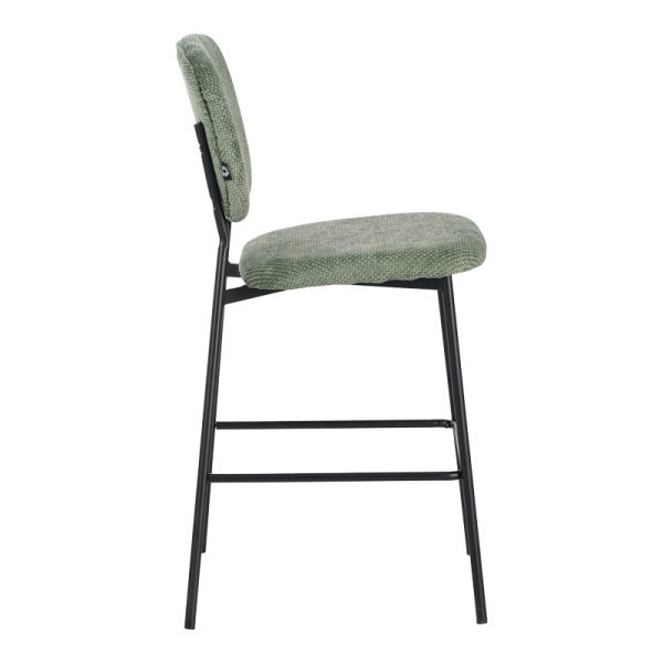 029 000311 2 Cathair pakoworld bar stool bouclé fabric in green color with black metallic legs 48x54x100cmIndoor furniture > Bar stools