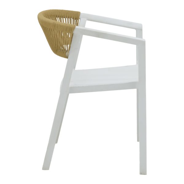 029 000330 2 Armchair Sillia pakoworld stackable pp white shade with beige rattan 55x52x74.5cmOutdoor furniture > Garden armchairs