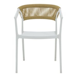 029 000330 3 Armchair Sillia pakoworld stackable pp white shade with beige rattan 55x52x74.5cmOutdoor furniture > Garden armchairs