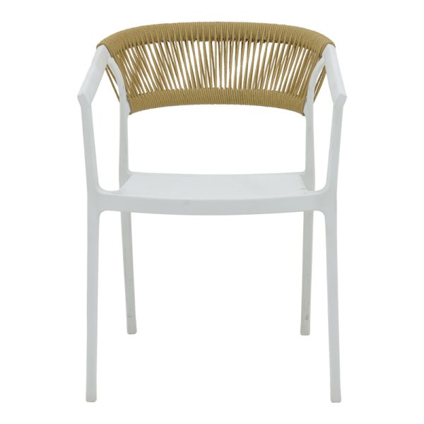 029 000330 3 Armchair Sillia pakoworld stackable pp white shade with beige rattan 55x52x74.5cmOutdoor furniture > Garden armchairs