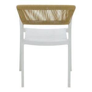 029 000330 4 Armchair Sillia pakoworld stackable pp white shade with beige rattan 55x52x74.5cmOutdoor furniture > Garden armchairs