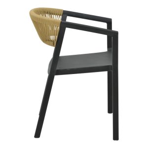 029 000331 2 Armchair Sillia pakoworld stackable pp black shade with beige rattan 55x52x74.5cmOutdoor furniture > Garden armchairs