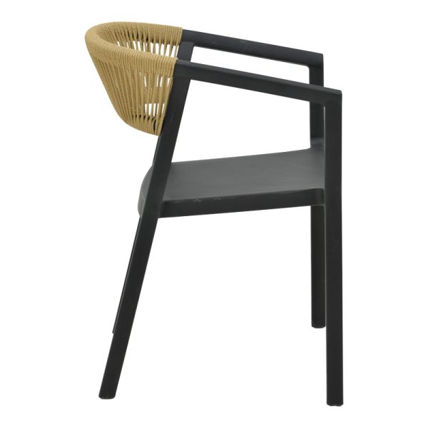 029 000331 2 Armchair Sillia pakoworld stackable pp black shade with beige rattan 55x52x74.5cmOutdoor furniture > Garden armchairs
