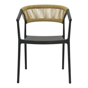 029 000331 3 Armchair Sillia pakoworld stackable pp black shade with beige rattan 55x52x74.5cmOutdoor furniture > Garden armchairs