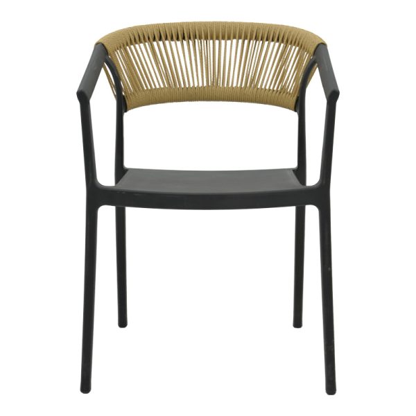 029 000331 3 Armchair Sillia pakoworld stackable pp black shade with beige rattan 55x52x74.5cmOutdoor furniture > Garden armchairs