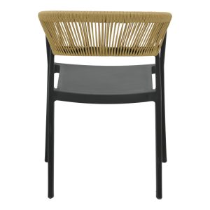 029 000331 4 Armchair Sillia pakoworld stackable pp black shade with beige rattan 55x52x74.5cmOutdoor furniture > Garden armchairs