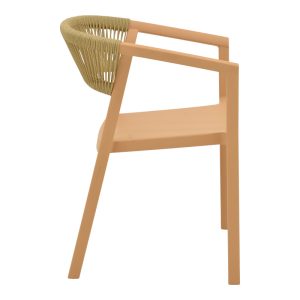 029 000332 2 Armchair Sillia pakoworld stackable pp cappuccino shade with beige rattan 55x52x74.5cmOutdoor furniture > Garden armchairs